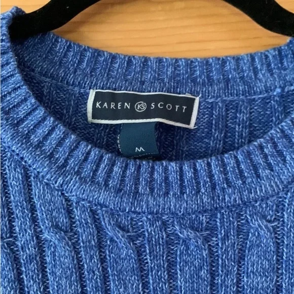 NWT Karen Scott Blue Cotton Knit Sweater Created for Macy’s Sz PXL -Fits Medium - Picture 3 of 6